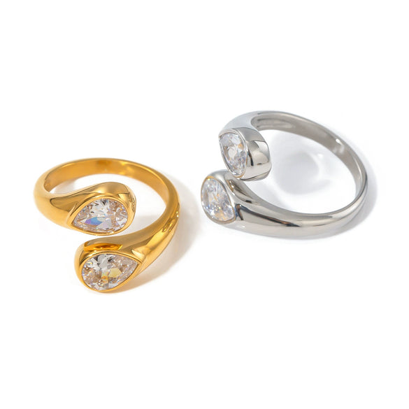 Jewelry Stainless Steel Dropshaped Electroplated Ring