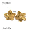 Jewelry Stainless Steel Earrings Electroplating Geometric Wave Design Women's