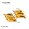 Jewelry Stainless Steel Earrings Electroplating Geometric Wave Design Women's
