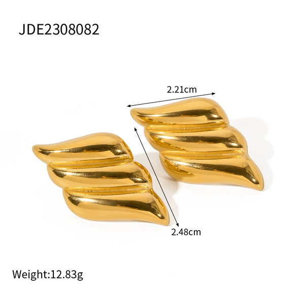 Jewelry Stainless Steel Earrings Electroplating Geometric Wave Design Women's