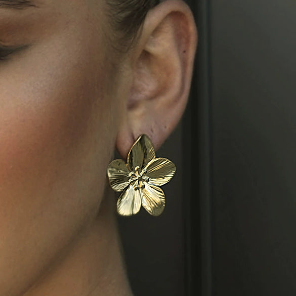 Jewelry Stainless Steel Earrings Electroplating Geometric Wave Design Women's