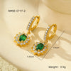 Jewelry Stainless Steel Earrings With 18K Gold Sunflower Emerald Zircon Pendant Electroplating Style For Women