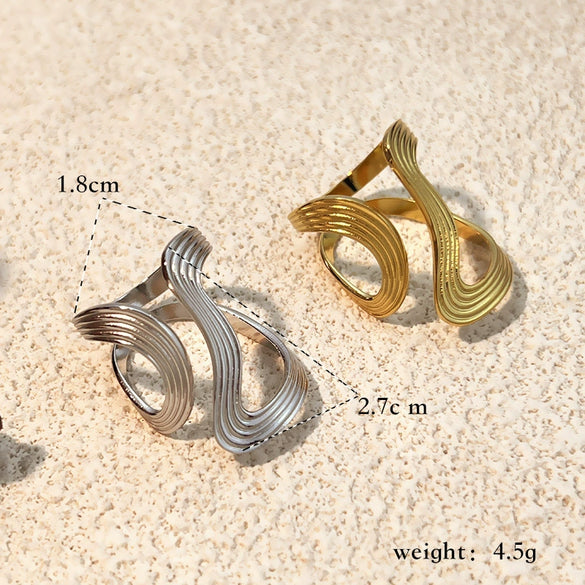 Jewelry Stainless Steel Exaggerated Asymmetrical Heart Shape Ring Electroplating Natural Style Unisex