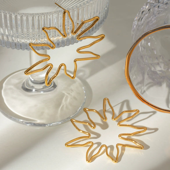 Jewelry Stainless Steel Exaggerated Geometric Earrings Electroplated For Women