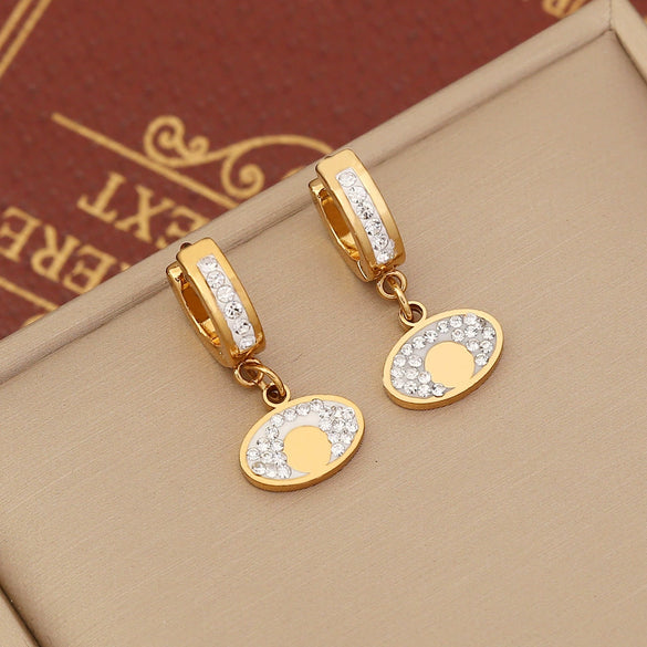 Jewelry Stainless Steel Fashion Butterfly Heart Earrings Electroplated