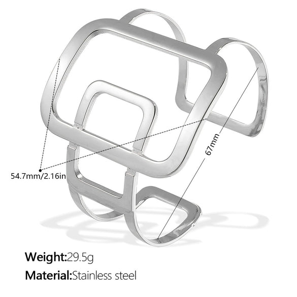 Jewelry 316L Stainless Steel Fashion Irregular Opening Asymmetric Bracelet Electroplating