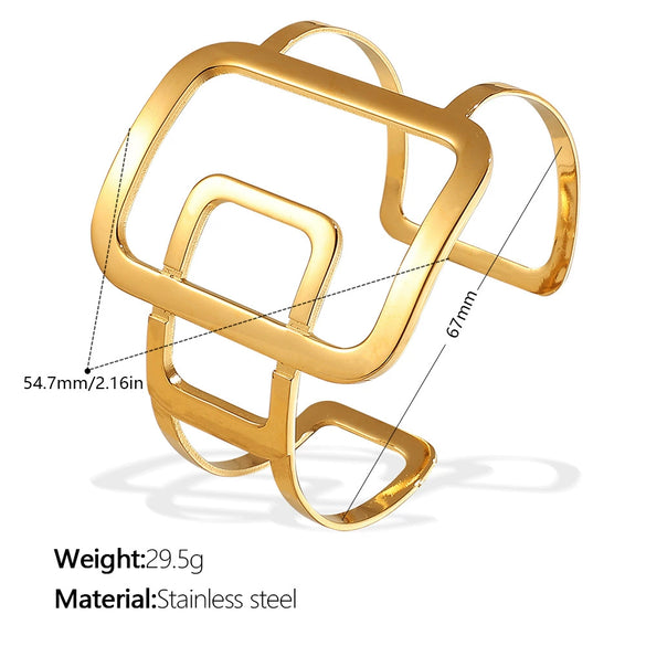Jewelry 316L Stainless Steel Fashion Irregular Opening Asymmetric Bracelet Electroplating