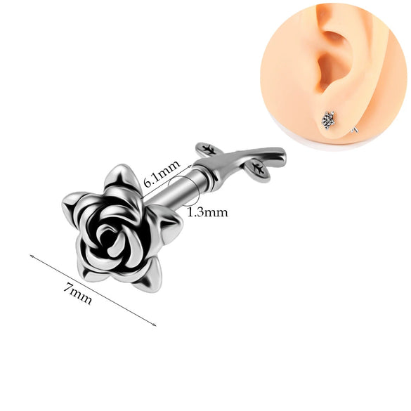 Jewelry Stainless Steel Flower Shaped Bent Rod Internal Thread Navel Nail Straight Rod Ear Bone Nail Piercing With Polish Design
