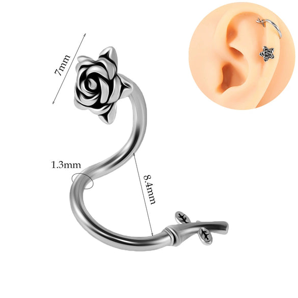 Jewelry Stainless Steel Flower Shaped Bent Rod Internal Thread Navel Nail Straight Rod Ear Bone Nail Piercing With Polish Design