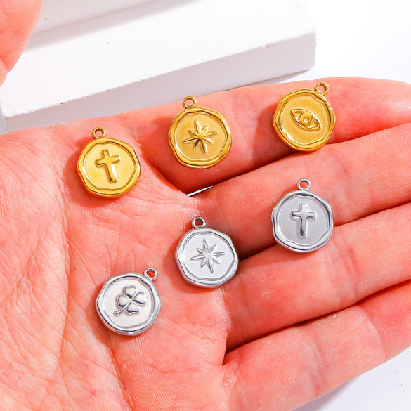 Jewelry Stainless Steel Fourleaf Clover Pendant Electroplating Accessories Including Heart Star Butterfly Cross Shapes