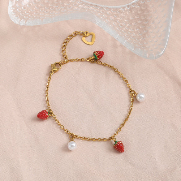 Jewelry Stainless Steel Fruit Pattern Electroplated Bracelet For Women