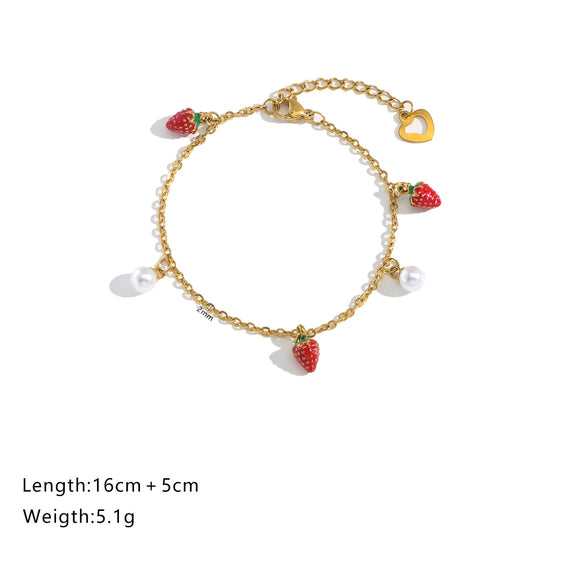 Jewelry Stainless Steel Fruit Pattern Electroplated Bracelet For Women