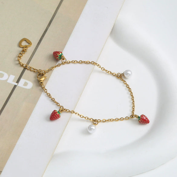 Jewelry Stainless Steel Fruit Pattern Electroplated Bracelet For Women