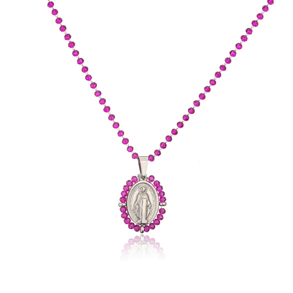 Jewelry Stainless Steel Gemstone Geometric Crystal Necklace For Women