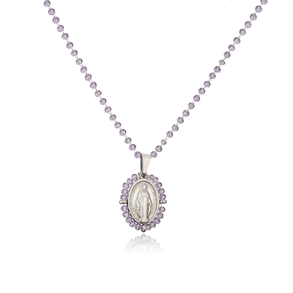 Jewelry Stainless Steel Gemstone Geometric Crystal Necklace For Women