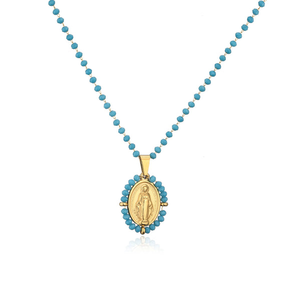 Jewelry Stainless Steel Gemstone Geometric Crystal Necklace For Women