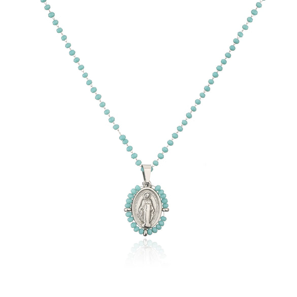 Jewelry Stainless Steel Gemstone Geometric Crystal Necklace For Women