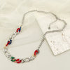 Jewelry Stainless Steel Geometric Acrylic Hand Stitching Cuban Chain Necklace Electroplating