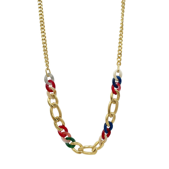 Jewelry Stainless Steel Geometric Acrylic Hand Stitching Cuban Chain Necklace Electroplating