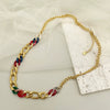 Jewelry Stainless Steel Geometric Acrylic Hand Stitching Cuban Chain Necklace Electroplating