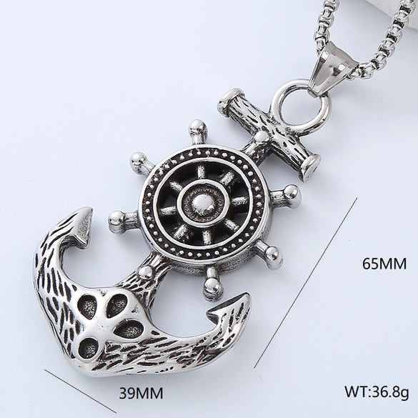 Jewelry Stainless Steel Geometric Anchor Skull Punk Hiphop Street Style Polishing Necklace