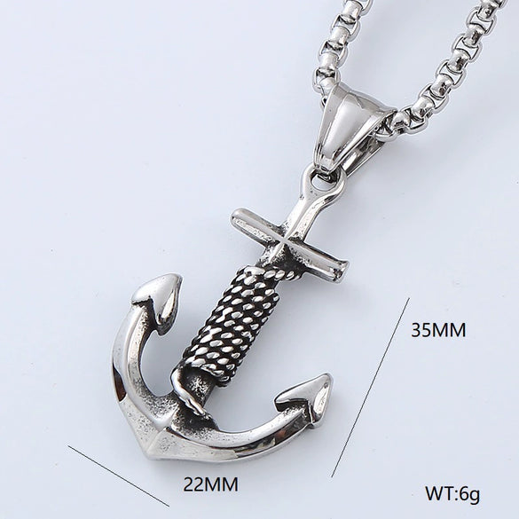 Jewelry Stainless Steel Geometric Anchor Skull Punk Hiphop Street Style Polishing Necklace