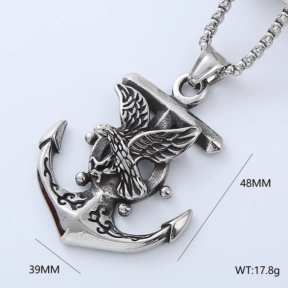 Jewelry Stainless Steel Geometric Anchor Skull Punk Hiphop Street Style Polishing Necklace