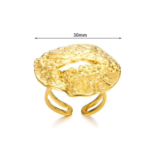Jewelry Stainless Steel Geometric Arc Bow Ring With Electroplating For Women