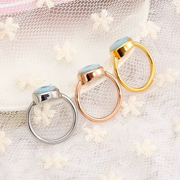 Jewelry Stainless Steel Geometric Blue Eyes Devil's Eye Angel Eyes Women's Ring