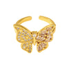 Jewelry 316L Stainless Steel Geometric Butterfly Ring With Gold Plated And Zircon Inlaid