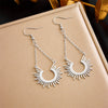 Jewelry Stainless Steel Geometric Chain Tassel Sun Pendant Earrings Electroplating For Women