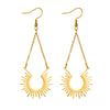 Jewelry Stainless Steel Geometric Chain Tassel Sun Pendant Earrings Electroplating For Women