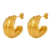 Jewelry 316L Stainless Steel Geometric Cshaped Pleated Texture Casting Pvd Electroplated Earrings For Women