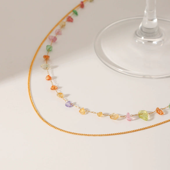 Jewelry Stainless Steel Geometric Cuban Chain Gravel Chain Electroplated Double Necklace