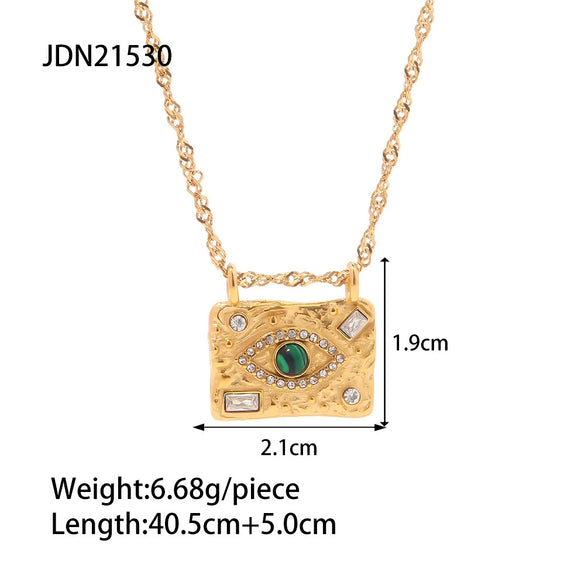 Jewelry Stainless Steel Geometric Devil's Eye Electroplating Women's Lava Ring Necklace