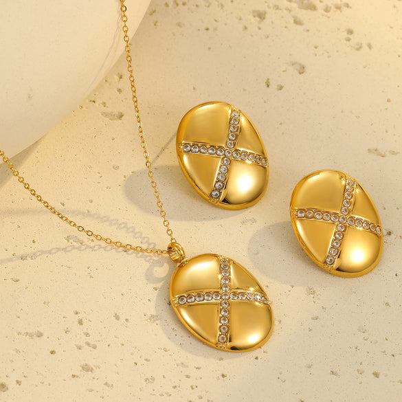 Jewelry Stainless Steel Geometric Earrings Necklace Electroplating Fashion Light Luxury Elegant