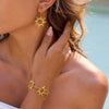 Jewelry Stainless Steel Geometric Electroplated Titanium Steel Sun Earrings And Hollow Bracelet Light Luxury Minimalist Original Design