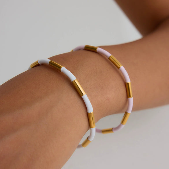 Jewelry Stainless Steel Geometric Electroplating Oil Dropping Opening Bracelet