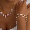 Jewelry Stainless Steel Geometric Electroplating Oil Dropping Opening Bracelet
