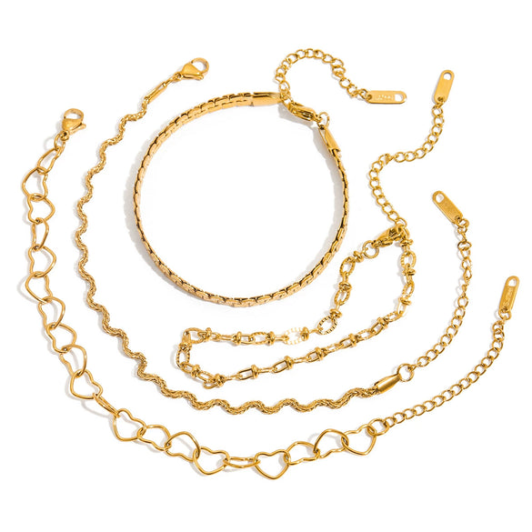 Jewelry Stainless Steel Geometric Flat Chain Bracelet Electroplating Women's Classic Style