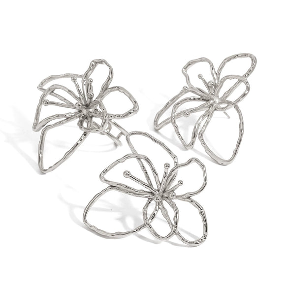 Jewelry Stainless Steel Geometric Flower Hammer Electroplating Women's