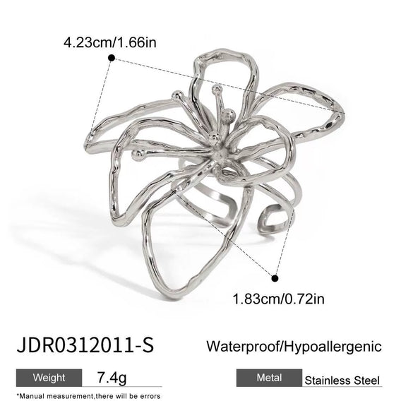 Jewelry Stainless Steel Geometric Flower Hammer Electroplating Women's