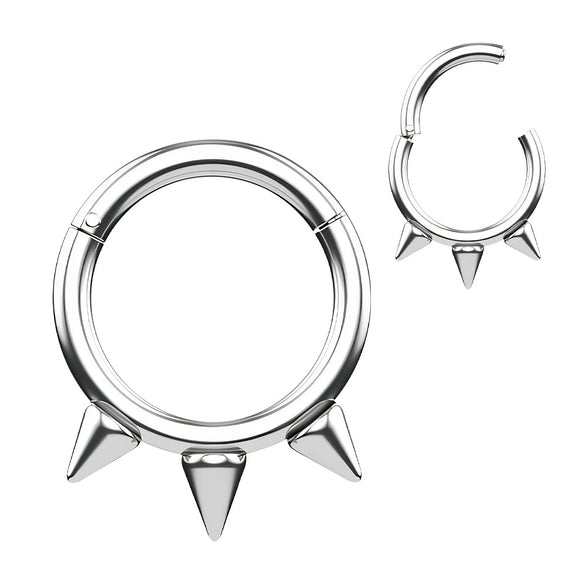 Jewelry Stainless Steel Geometric Heart Shape Polished Sharp Cone Buckle Earrings And Nose Ring