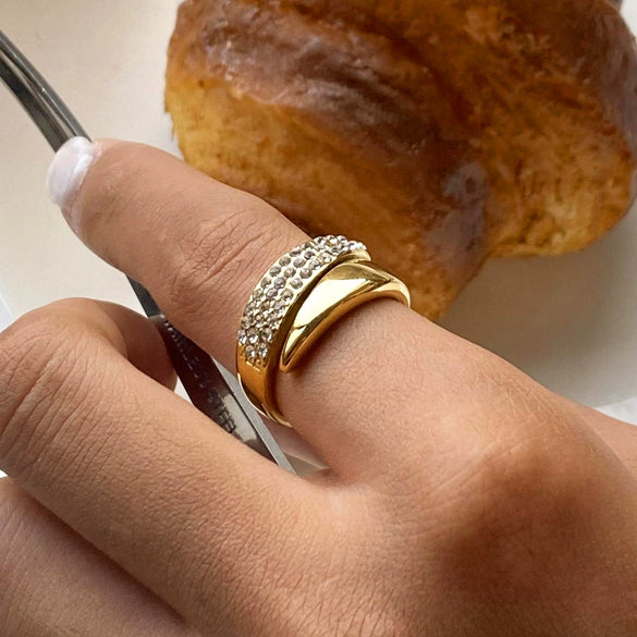 Jewelry Stainless Steel Geometric Light Luxury Electroplating Ring
