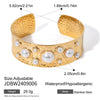Jewelry Stainless Steel Geometric Open Ring And Bracelet With Hammer Beads And Electroplating Treatment