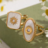 Jewelry Stainless Steel Geometric Open Ring Electroplated For Women