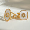 Jewelry Stainless Steel Geometric Open Ring Electroplated For Women