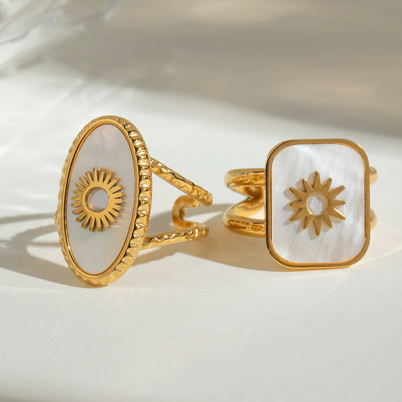 Jewelry Stainless Steel Geometric Open Ring Electroplated For Women