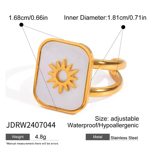 Jewelry Stainless Steel Geometric Open Ring Electroplated For Women