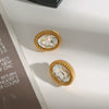 Jewelry Stainless Steel Geometric Oval Earrings With Electroplating
